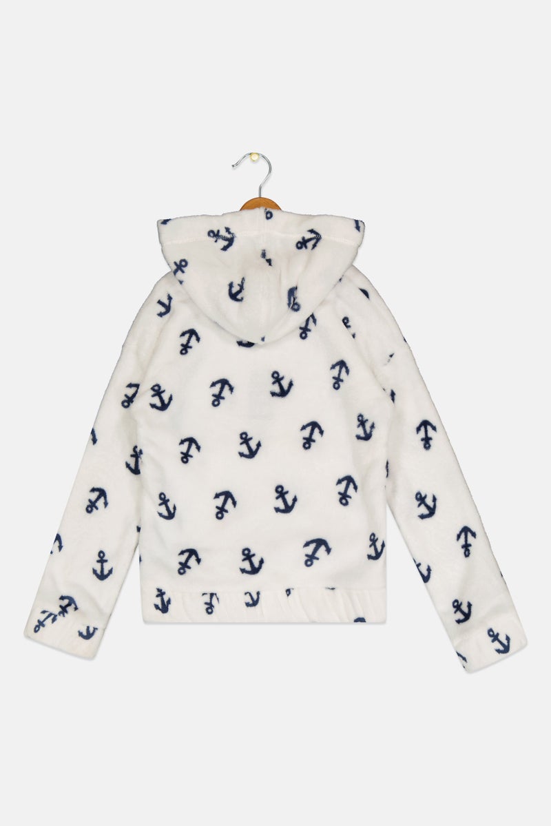 NAUTICA Kids Girl Long Sleeve Allover Print Hoodie, Multicolor - Image 3